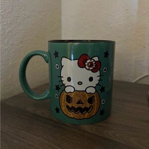 Hello Kitty Green Mug with Pumpkin and Stars